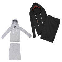 D9Autumn-summer Women Casual Hoodies Top + Irregular Skirts Sport Suit Grey L