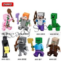 【hot sale】 ◇✖﹉ B02 My World Mycraft Zombie Hunter Alex Steve Creeper Villager Monster Doll Small Particle Building Blocks B001-008 [B0039]