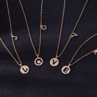 A-Z Alphabet Charm Necklace 925 Sterling Silver Necklaces Initial Letter Chain Crystal Rose Gold Pendant Necklace for Women