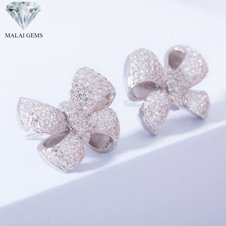 malai-gems-ต่างหูเพชร-เงินแท้-silver-925-เพชรสวิส-cz-เคลือบทองคำขาว-รุ่น-155-vw004e-แถมกล่อง-ต่างหูcz-ต่างหูเงินแท้