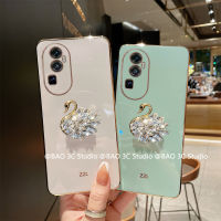 หรูหราสำหรับ เคสโทรศัพท์ OPPO A78 NFC Reno10 10 Pro+ Reno8 8 Z Pro Reno7 7 Z Pro Plus 4G 5G ใหม่ เคส นิ่มประดับพลอยเทียม3D หงส์เทรนด์ เคสโทรศัพท์ สร้างสรรค์ป้องกันการตก2023