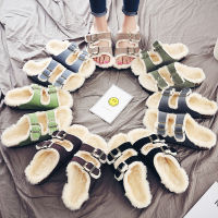 Autumn Winter New WomenMen All-Match Cork Casual Slippers Ladies Wool Plush Flip Flops Couples Fashion Slides Outdoor Sandals