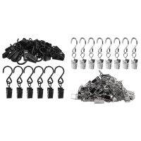 200 PCS Curtain Clips Light Hanger Gutter Hooks Black &amp; Silver Christmas Party Decor Supplies for Camp Tent Photo Display