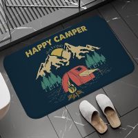 Non-slip and Washable Kitchen Mat Happy Campers Carpet Floor Mats Welcome Home Entrance Doormat Bathroom Decoration Kawaii Rug