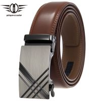 Plyesxale Luxury Designer Mens Belts Adjustable Top Quality Cowskin Leather Belt For Men 35mm Width Tan Brown Black Strap B1047 Belts