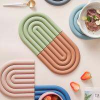 Nordic style Rainbow Shape Silicone Heat insulation Pad Tableware Placement Stackable Cup Mat Coasters Home Kitchen Accessories