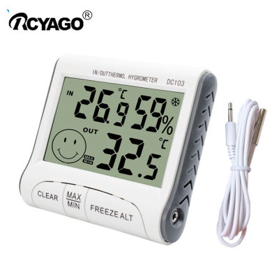 RCYAGO Digital LCD เครื่องวัดอุณหภูมิความชื้นในร่ม Mini อุณหภูมิความชื้น Sensor พร้อม Probe Weather Station Frost Point Alarm