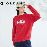 GIORDANO Women Sweatshirts Fashion CNY Print Crewneck Simple Sweatshirts New Year Rabbit Comfy Terry Casual Sweatshirts 13392765