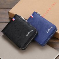 Luxury Small Mens Credit ID Card Holder Wallet Male Black Slim Leather Wallet with Coin Pocket PU Business Zipper Purse For Men