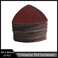 80 X 80mm Triangular Red Sandpaper 55 Pcs Assorted 60/80/100/120/240 Grits for Polishing Wood Plaster and Other Surfaces