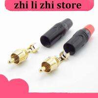 zhilizhi Store Gold Plating Adapter RCA Male Plug Power Connector Pigtail Speaker for 6MM Audio Cable Black Red Color