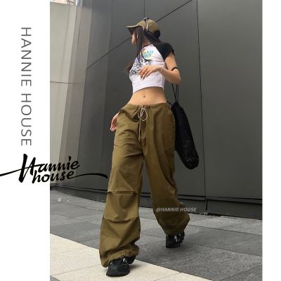 สําหรับผู้หญิง สไตล์วินเทจ เอวต่ํา ขากว้าง กางเกงคาร์โก้ Hannie-