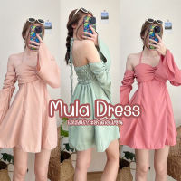 D007 : MULA DRESS เดรสเกาะอกต่อแขนยาว