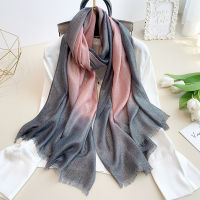 New Fashion Plain Shadow Lurex Glitter Viscose Scarf Shawl Lady High Quality Gradient Pashmina Fringe Stole Bufandas Muslims Hijab2023