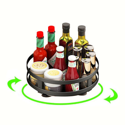360° Rotating Condiments Metal Storage Rack Multi-Layer Condiments Turntable Spice Container Kitchen Supplies Home