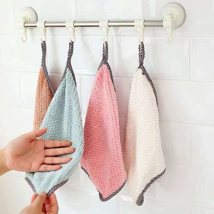 Dishwashing Towel, Hangable Kitchen Cleaning Towel, Coral Velvet