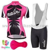 ชุดจักรยานผู้หญิงแขนสั้นขาสั้น Nalini 17 (06) สีดำชมพูขาว กางเกงเอี๊ยม