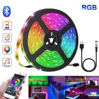 ไฟควบคุมแอพพ์บลูทูธ5050RGB 1แถบไฟ LED ปกแข็งหลากสีสำหรับตกแต่งห้องวันหยุดคริสต์มาสปาร์ตี้ไฟตกแต่งบรรยากาศ