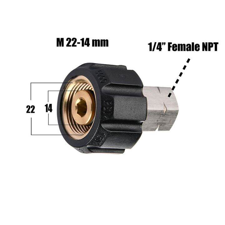 tool-daily-pressure-washer-adapter-female-metric-m22-to-1-4-inch-female-npt-fitting-5000-psi