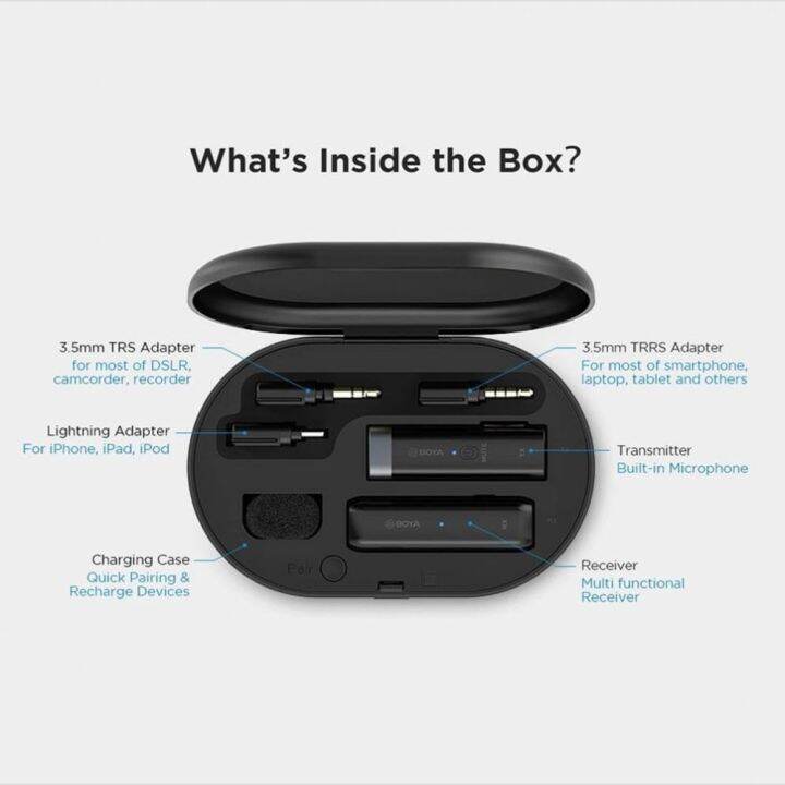 ไมโครโฟนไร้สาย-boya-by-wm3d-2-4ghz-wireless-microphone-ไมค์ไร้สาย-ไมค์ไลฟ์สด-ไมค์มือถือ-ไมค์กล้อง-แบบติดปกเสื้อ-ขนาดเล็ก