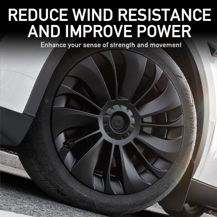 4ชิ้นหมวกดุมล้อขนาด19นิ้วมีฮับแบบไม่สมมาตรอุปกรณ์ตกแต่งรถยนต์สำหรับเทสลารุ่น-y-2018-2023ที่คลุมล้อ