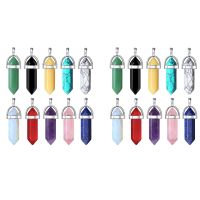 20Pcs Healing Crystal Pendant Charms Jewelry Making Natural Gemstone Bulk Obsidian Rose Quartz Carnelian