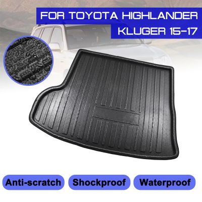 พรมปูพื้นรถยนต์พรมหลัง Trunk Anti-Mud Cover สำหรับ Toyota Highlander Kluger 2015 2016 2017
