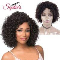 【YD】 Sophies Short Human Hair Wigs Jerry Curl Non-Remy 4 Colors Machine Made