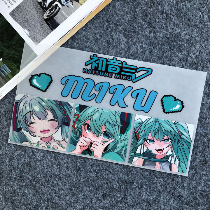 jdm-สติกเกอร์ติดมอเตอร์ไซค์สาวน่ารักฟิกเกอร์การ์ตูนอนิเมะญี่ปุ่น-hatsune-miku-รถสกูตเตอร์ไฟฟ้าสะท้อนแสงจักรยานยนต์อุปกรณ์ตกแต่งตัวเครื่อง