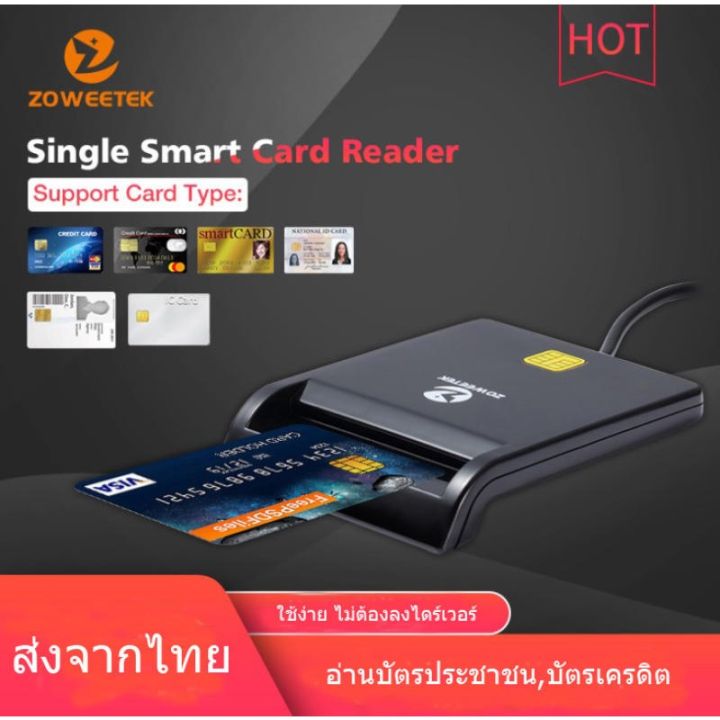 เครื่องอ่านข้อมูลบัตรประชาชน-บัตรเครดิต-แบบแนวนอน-zoweetek-smart-card-reader