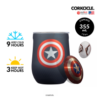 CORKCICLE แก้วสแตนเลส เก็บความเย็นได้นาน 9 ชม. เก็บความร้อนได้ 3 ชม. 355ML รุ่น STEMLESS MARVEL  CAPTAIN AMERICA 12OZ