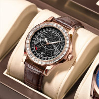 POEDAGAR Mens Watch Fashion Leather Quartz Watches Starry Sky Diamond Style Waterproof Luminous Luxury Sport Men Wristwatch