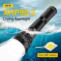 ไฟฉาย LED 90.2ความสว่างสูง XHP,แบตเตอรี่แบบชาร์จไฟได้ถอดออกได้กันน้ำได้กล้องส่องทางไกลซูมความลึก500เมตรไฟฉาย