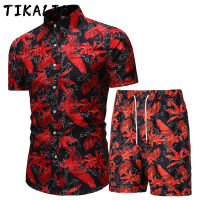 Summer Set Men Shorts Set Floral Print Hawaiian Shirt and Shorts Beach Wear Holiday Clothes Vocation Outfit Male Two Piece Set