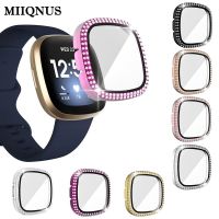 Full Around Bling Rhinestone Watch Shell PC Case Cover Screen Protector Bumper For Fitbit VERSA 3/Sense Band Accessories