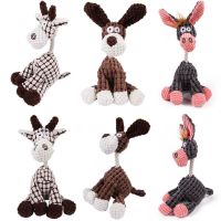 〖Love pets〗 Fun Pet Toy Donkey Shape Corduroy Chew Toy For Dogs Puppy Squeaker Squeaky Plush Bone Molar Dog Toy Pet Training Dog Accessories