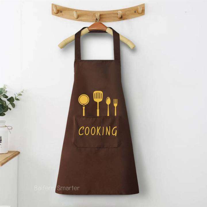 ผ้ากันเปื้อนกันน้ำสองชั้นเช็ดมือได้-ผ้ากันเปื้อนทําอาหาร-cooking-apron-มีสไตล์ลายการ์ตูนน่ารัก