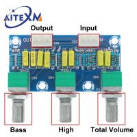 บอร์ดเครื่องขยายเสียง XH-M802โมดูลสูงและต่ำบอร์ดเสียงโวลเทจมิกเซอร์แผงควบคุมระดับเสียงซับวูฟเฟอร์ตัวขยายการปรับ PCB