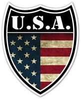 USA Flag Shield with Text High Quality Vinyl Decal Bumper Sticker