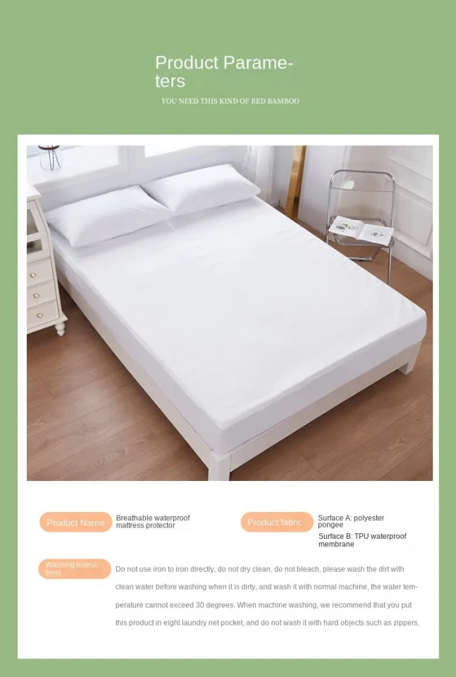 Cooling Bamboo Waterproof Mattress Protector Twin Size, 3D Air Fabric  Breathable Bed Mattress Cover, Deep Pocket Sheet Style Mattress Pad Cover  for