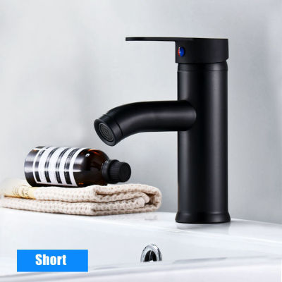 XUNSHINI Stainless Steel Basin Faucets Matt Black Bathroom Sink Washbasin Tap Single Hole Hot&amp;Cold Water Mixer Tap