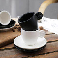 2022 Professional 90Ml MINI อิตาเลี่ยนถ้วยกาแฟสีดำและชุดจานรอง Demitasse หนาฉนวน ESPRESSO SHOT สีขาวขนาดเล็ก Mug