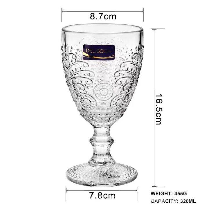 The pioneer woman adeline embossed 12-ounce clear footed glass goblets ...