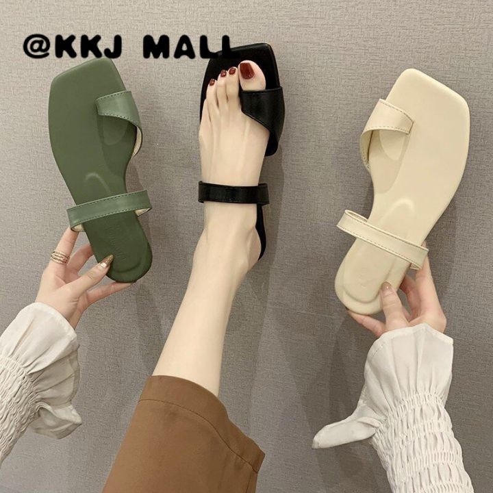 kkj-mall-รองเท้า-รองเท้าผู้หญิง-รองเท้าแตะร-เกาหลี-ใส่เดินทาง-ใส่สบายๆ-สวยๆ-ส้นเตี้ย-บุคลิกภาพ-รองเท้าแตะโรมัน