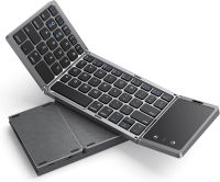 seenda Foldable Bluetooth Keyboard for Travel, Tri-Folding Wireless Portable Keyboard with Touchpad, Rechargeable Multi-Device Small Keyboard, for Laptop Tablet PC Smartphone Windows iOS Android