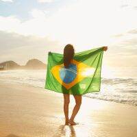 2022 Fashion Brazil Flag Print Shawls Football Fan Decorate Silk Scarf and Wrap Lady Hijab Birthday Gifts