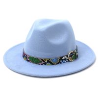 อินเวอร์เตอร์โนโนโนโนวา (Nuomo) รุ่น Bara Verde Lago Blu Feltro Di Lana Cappello Fedora Per Donna Uomo Cappello Tesa Larga Jazz Panama