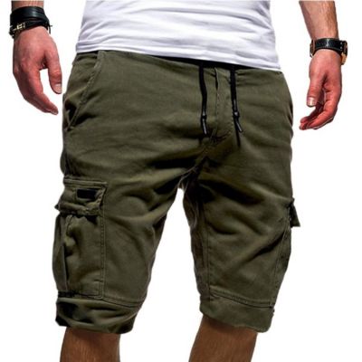 2023 Summer Mens Shorts Fashion Solid Cargo Shorts Mens Clothing Lace Up Casual Pants Multiple Pockets Workwear