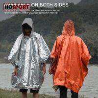 [HOSPORT] ฉุกเฉินแบบพกพากลางแจ้งเสื้อกันฝนหนา Windproof ชุดกันฝนเรืองแสง Hooded ผ้าห่มปอนโชเดินป่าขี่จักรยาน Rainwear อุปกรณ์เอาชีวิตรอด