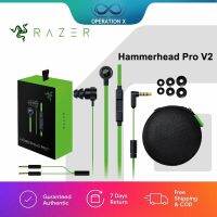 〖Undine earphone〗Razer Hammerhead ค้อนสำหรับมืออาชีพ,V2หูฟังสำหรับโทรศัพท์หูฟังพร้อมไมค์ขนาด3.5มม. หูฟังเกมหูฟังแบบใช้สาย